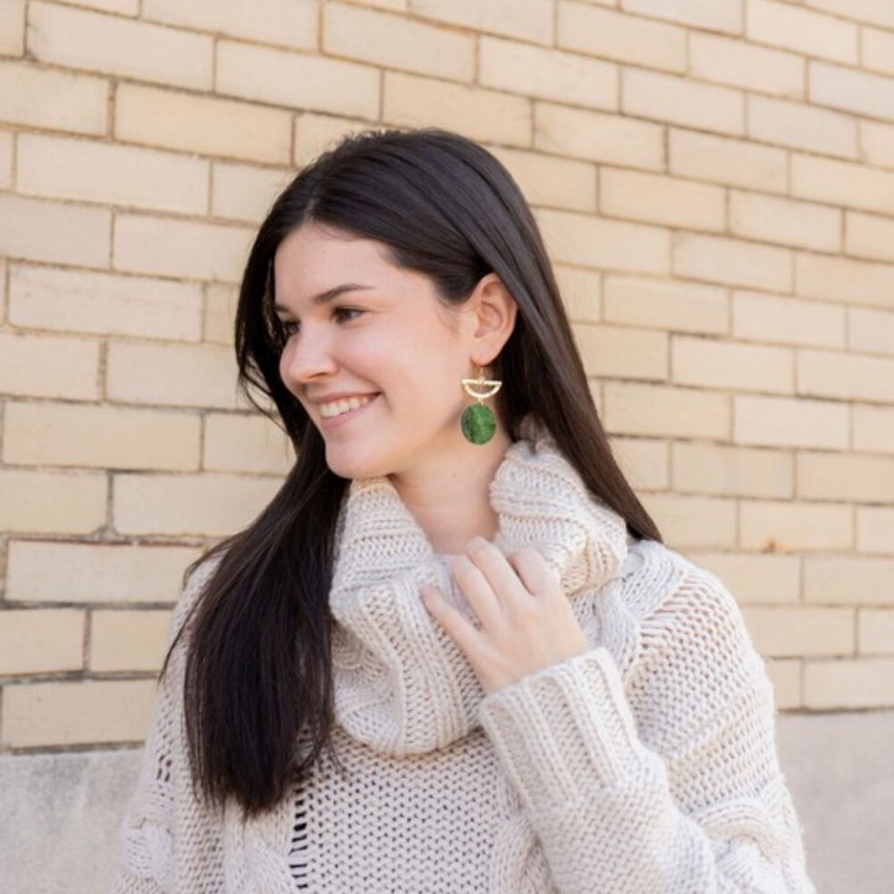 π 2/$20 - Green & Gold Sparkle Earrings - Picture 7 of 7